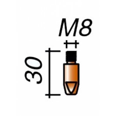 Špička M8/30 (Ø 1,2) - hliník pre horáky ERGOPLUS 26, 36, 400, 500